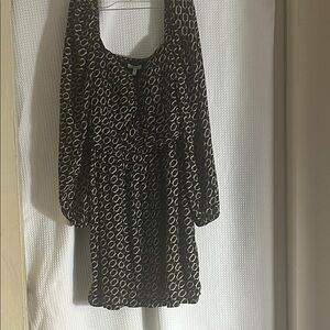 Women’s Maurices Black and Cream Geometric pattern Long-Sleeve babydoll Dress